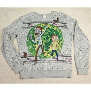 Men's Rick and Morty Adult Swim Humor Festive Christmas Holiday Sweatshirt Sz M‎
